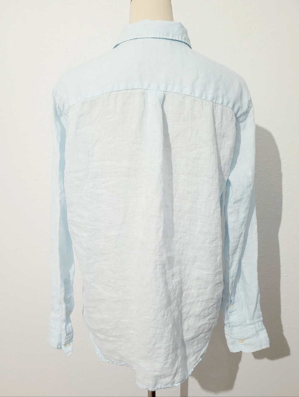 GAP 100% Linen Shirt Women’s Large Baby Blue Button Down Lightweight Relaxed Fit - Picture 5 of 11